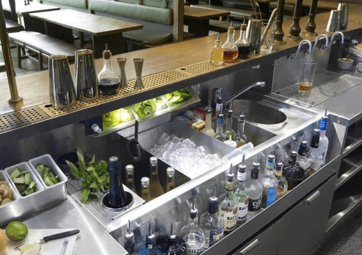 酒吧水吧，吧台厨房设计，就找金旗商厨。专注为各类餐厅酒吧和水吧设计 